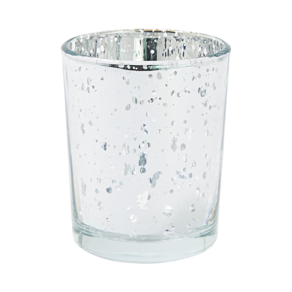 Juvale 24-Pack Silver Mercury Glass Votive Candle Holders - Event & Home Ambience with Tea Lights & Flameless Candles - Glass Votive Holders for Tabletop Displays - 2.6" H x 2.2" W