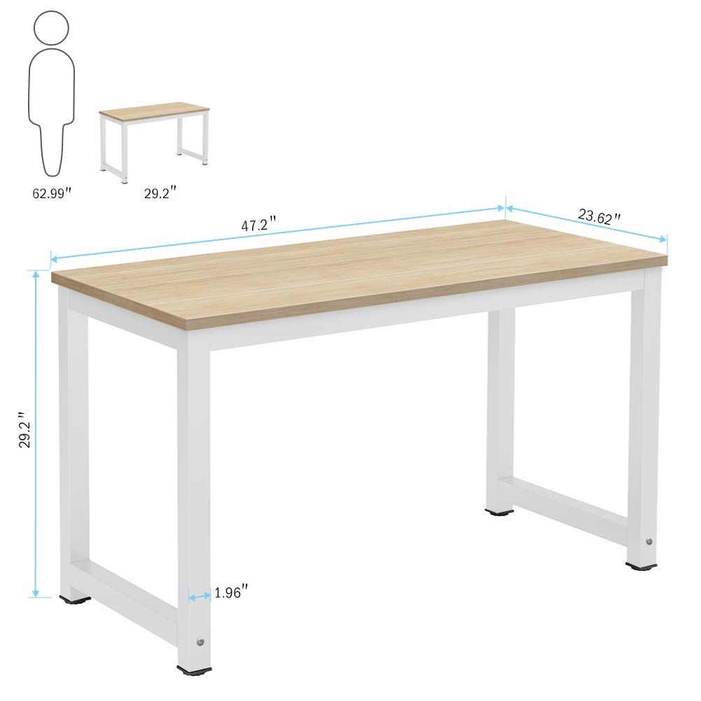 Tribesigns Computer Desk, 47 inch Modern Simple Office Desk Computer Table Study Writing Desk for Home Office, Light Walnut