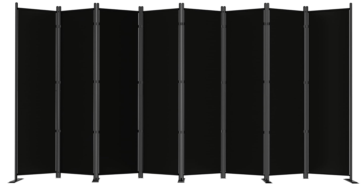 SUNALLY Room Divider 6FT Folding Privacy Screens, 8 Panel Fabric Divider for Room Separation, 176" W Freestanding Portable Wall Dividers Screen for Home Dorm Studio Office, Black
