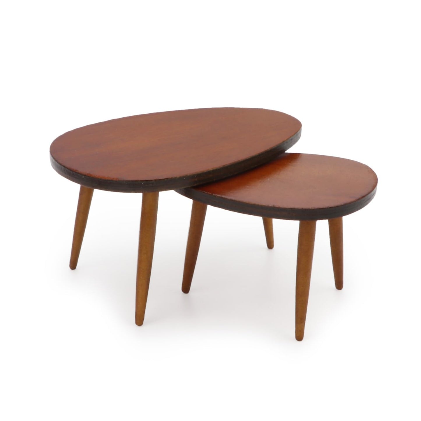 Miniature Furniture 2 PCS Dollhouse Table Wooden Triangle Table Set 1/12 Scale Mini House Model Accessories Miniature Dining Room Decoration (Brown)
