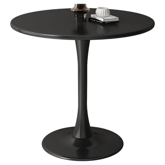 Kasinali Round Dining Table 31.5" Circle Tulip Table with Wood Thickened Tabletop & Sturdy Metal Pedestal Mid Century Modern Leisure Bistro Kitchen Tables 4 People Small Places Living Room Cafe,Black
