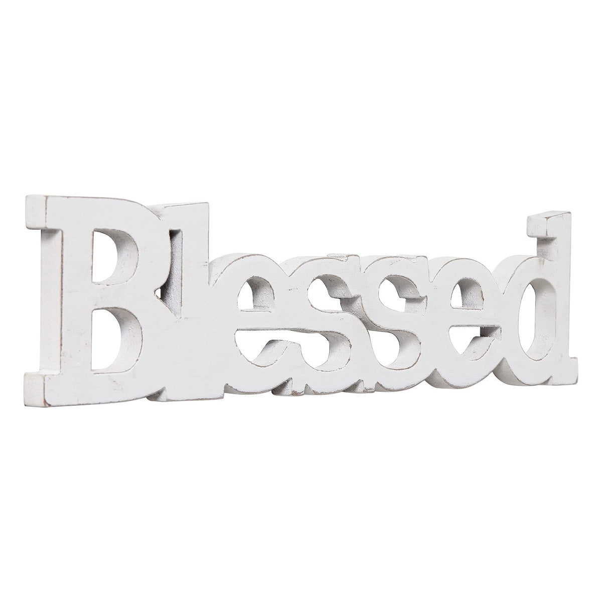 Sintosin Farmhouse Wood Blessed Sign for Table 15", Hanging Distressed White Wall Decoration, Rustic Blessed Signs for Home Decor, Thanksgiving Christmas Signs Decor for Living Room