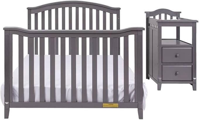 Pemberly Row 4-in-1 Convertible Crib and Changer, Sustainable Gray Pine Wood