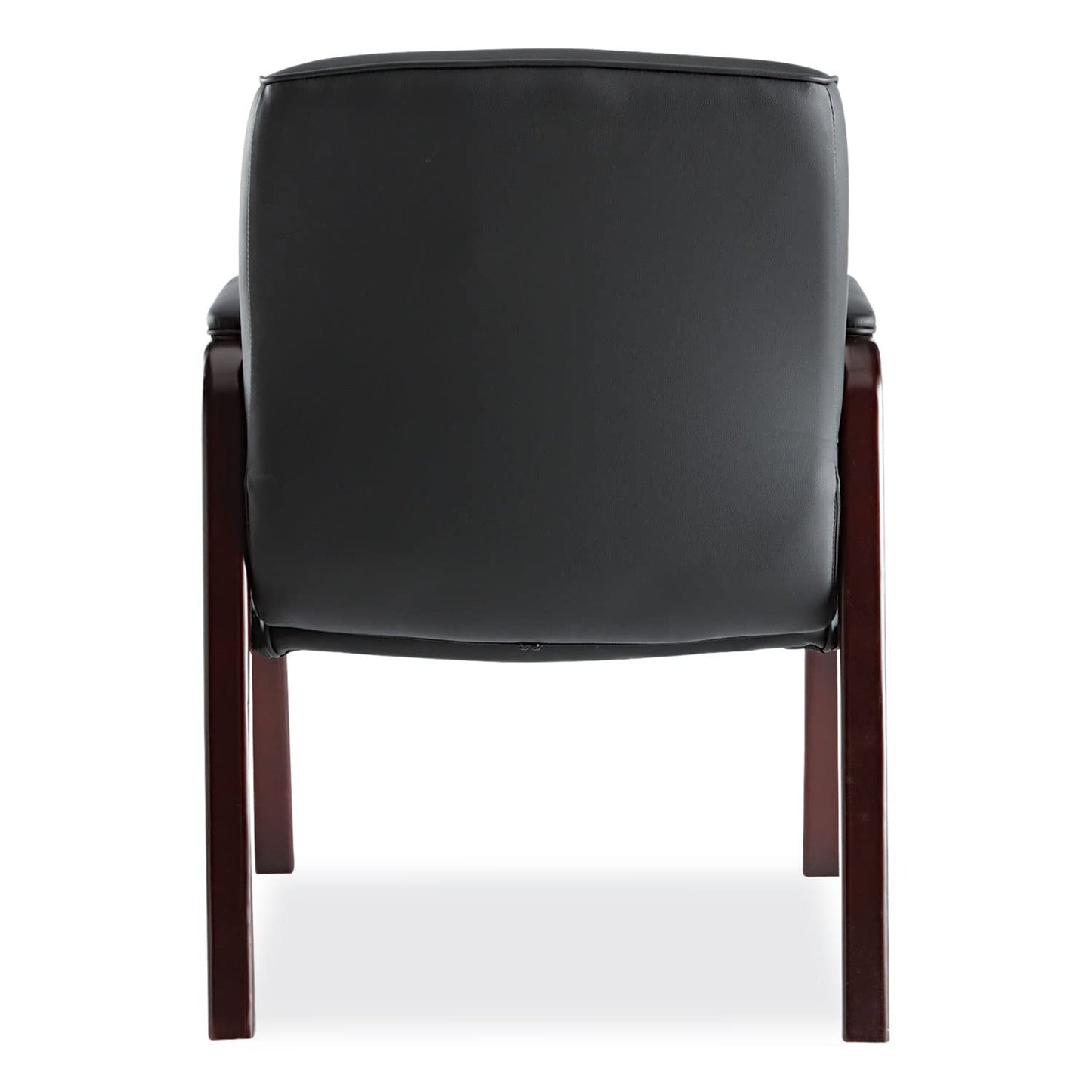 Alera MA43ALS10M Madaris Series Leather Guest Chair W/Wood Trim, Four Legs, Black/Mahogany