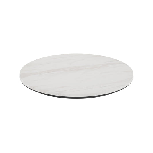 Flash Furniture Acadia 24" Round White Faux Marble Tabletop, TopGuard HPL Seamless Edge, Scratch & Stain Resistant, All-Weather Durability, Commercial Grade