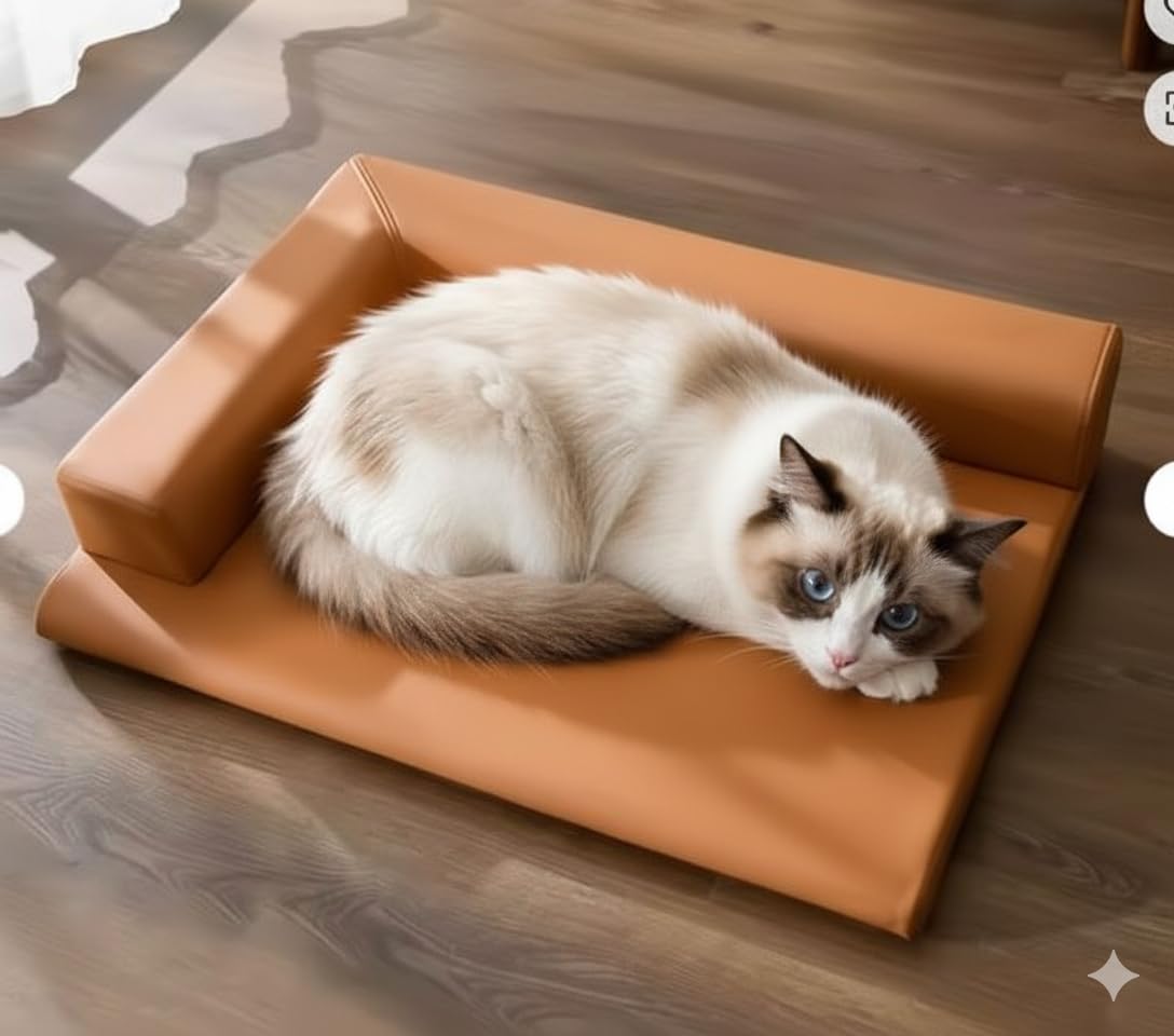 Orthopedic Dog Bed Small to Medium, Washable L-Shaped Pet Sofa with Removable Cover, Memory Foam Couch for Cats, Chihuahua, French Bulldog