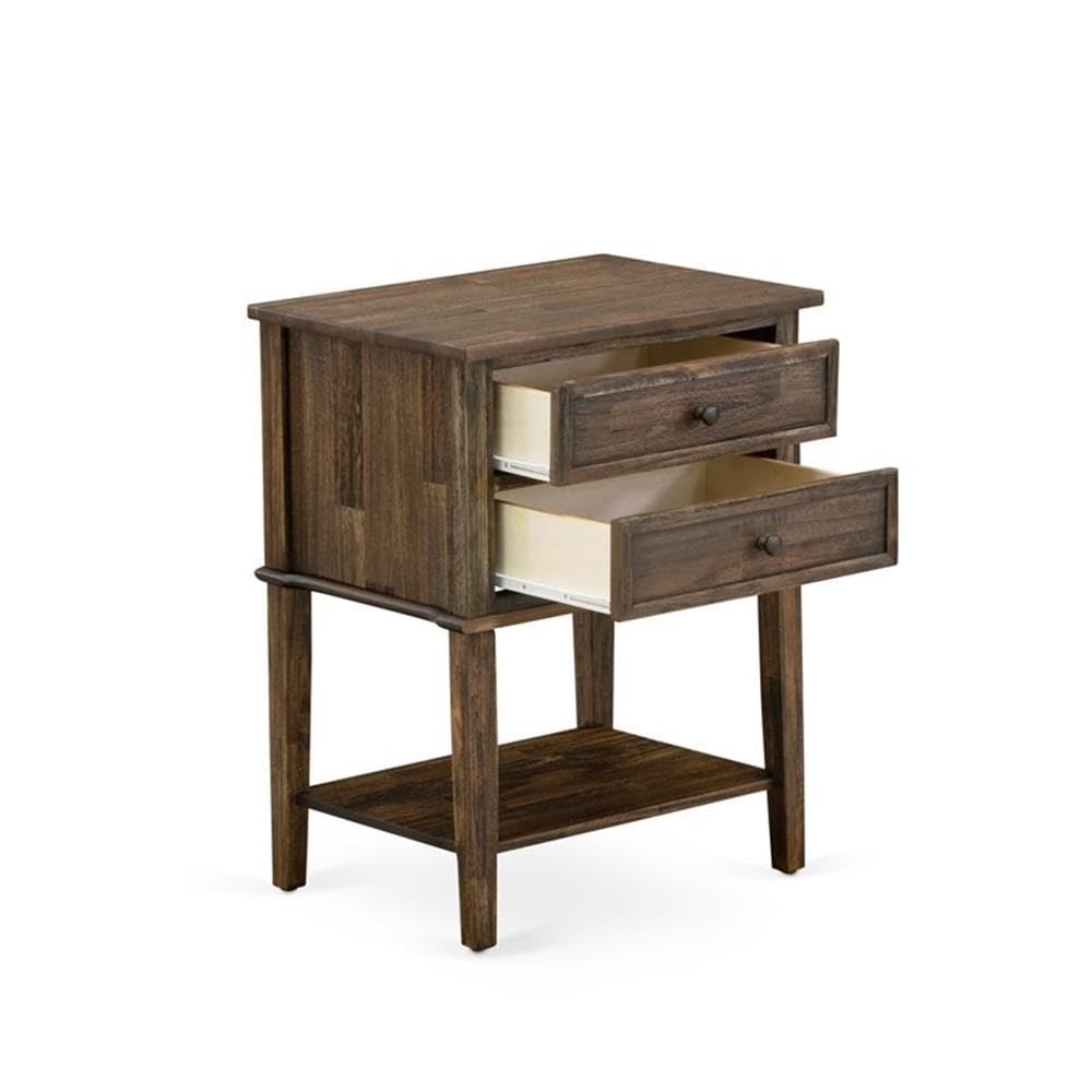 East West Furniture VL-07-ET Valencia Nightstand - Rectangle Bedside Table with 2 Drawers for Bedroom, 16x22 Inch Inch, Distressed Jacobean