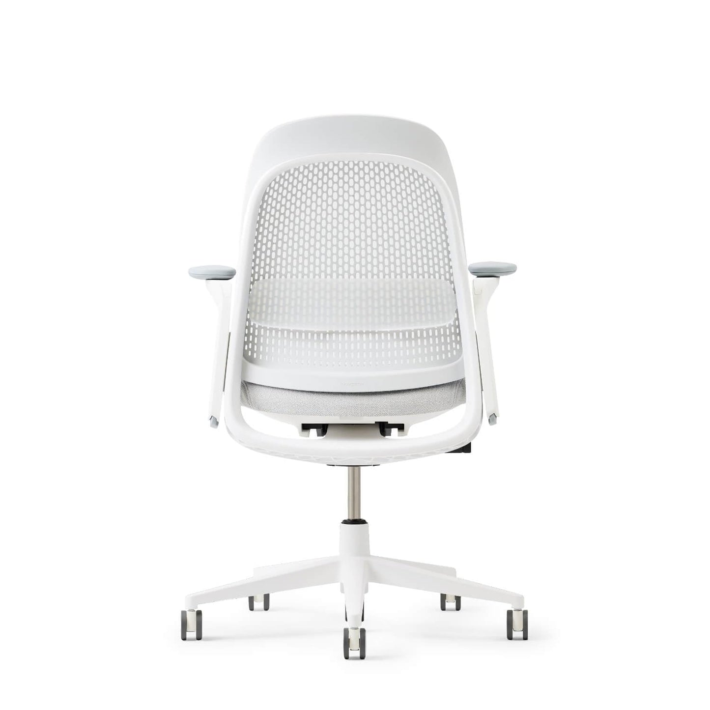 Haworth Breck Office Chair - Ergonomic Desk Seat with Height-Adjustable Lumbar Support, White Trim, Duo-Tone Hard Casters, and 4D-Arms (Lunar)