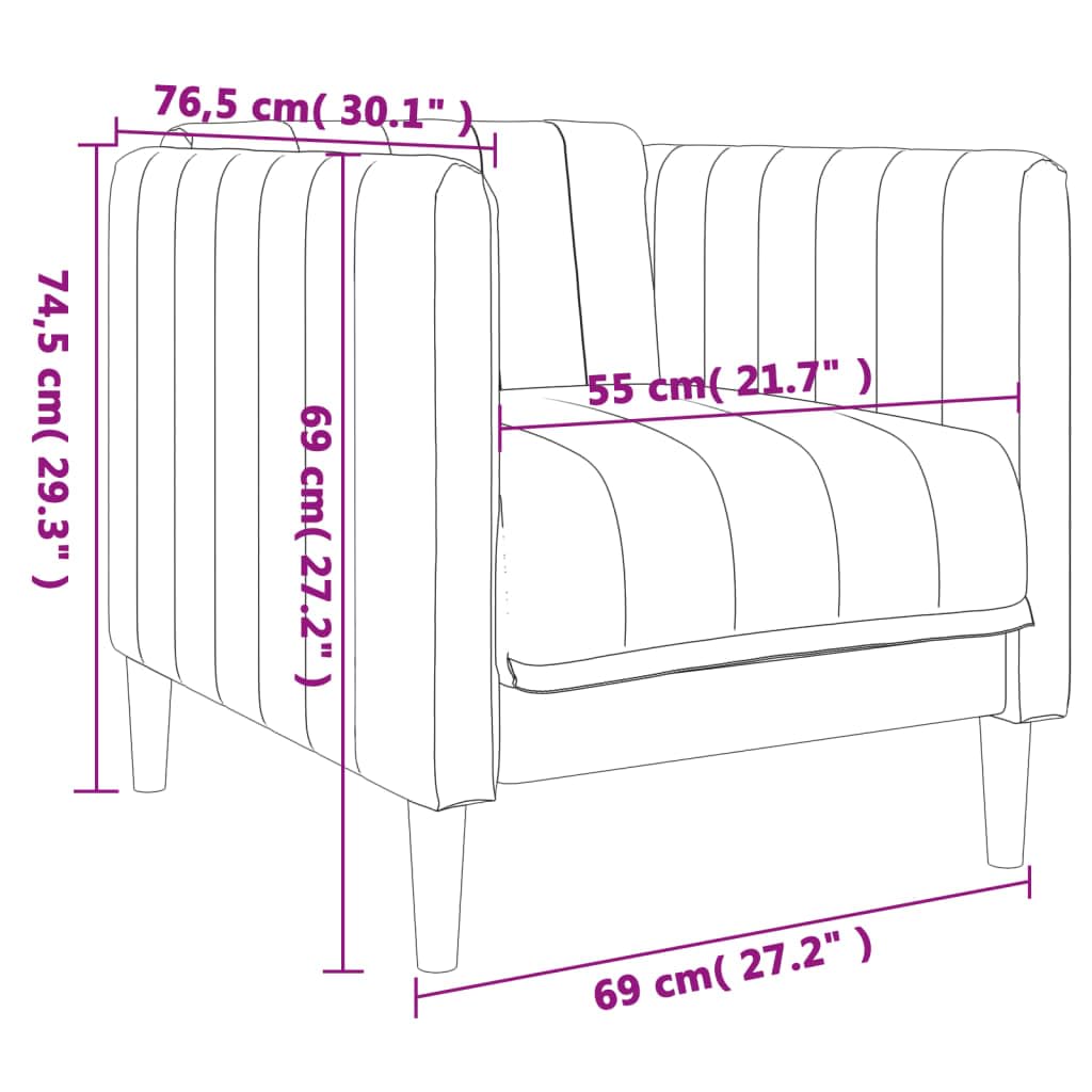 KHNLGFR Black Fabric Sofa Chair with Thick Padded Seat, Armrests and Backrest, Sturdy Legs, Simple Modern Design for Living Room