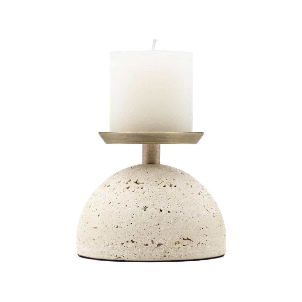 NEXOTIQUE Marble Pillar Candle Holder, Travertine Candle Holder Centerpiece for Cozy Home Décor, Stone Candle Holder Plate Decorative for Coffee Table Decor for Living Room, Dining Table Centerpiece