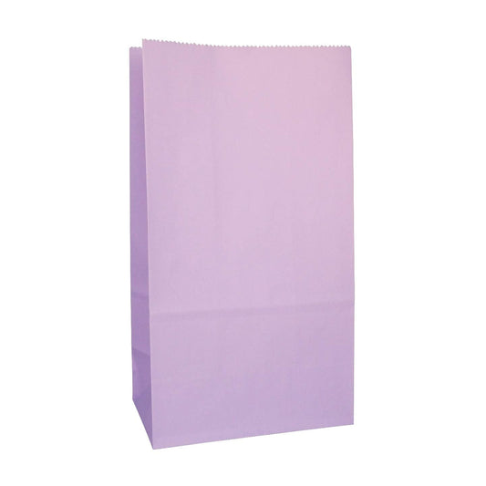 Partay Shenanigans Party Favor Bags - 50 Pack Kraft Paper Goodie Gift Lunch Treat Bags - Party Supplies for Theme Kids Birthday - 5"x3"x9" (Lavender Purple)