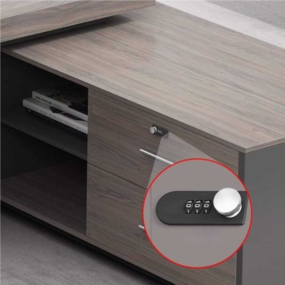 L Shaped Executive Office Desk with Storage Cabinet Modern Corner Computer Workstation for CEO Boss Manager Business Furniture Desk Home Office(2600MM)