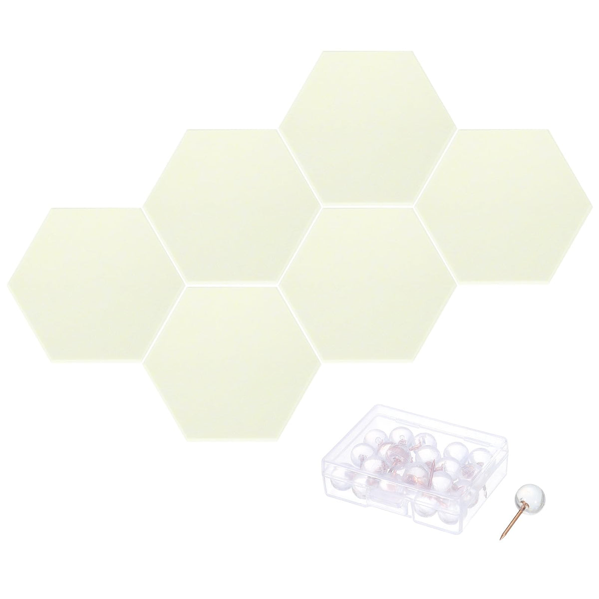 PATIKIL Felt Bulletin Board, 12"x10", 6 Packs Self Adhesive Hexagon Felt Tiles for Sound Proofing Wall Panels for Home Office Recording Studio,Game Room, Light Yellow