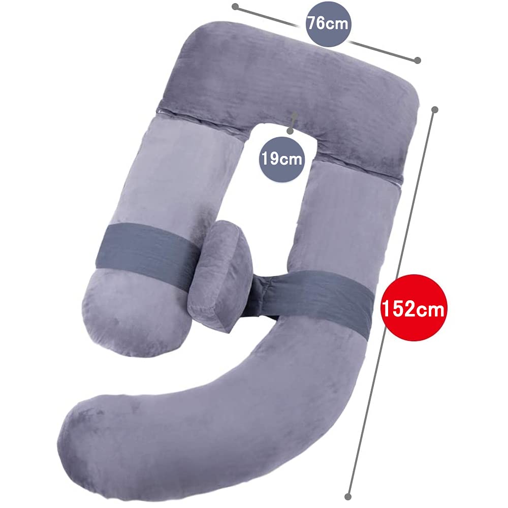 AS AWESLING 60in Full Body Pillow | Nursing, Maternity Pregnancy Body Pillow | Extra Large U Shape Pillow and Lounger with Detachable Side, Separate Support Pillow and Removable Cover (Grey-Jersey)