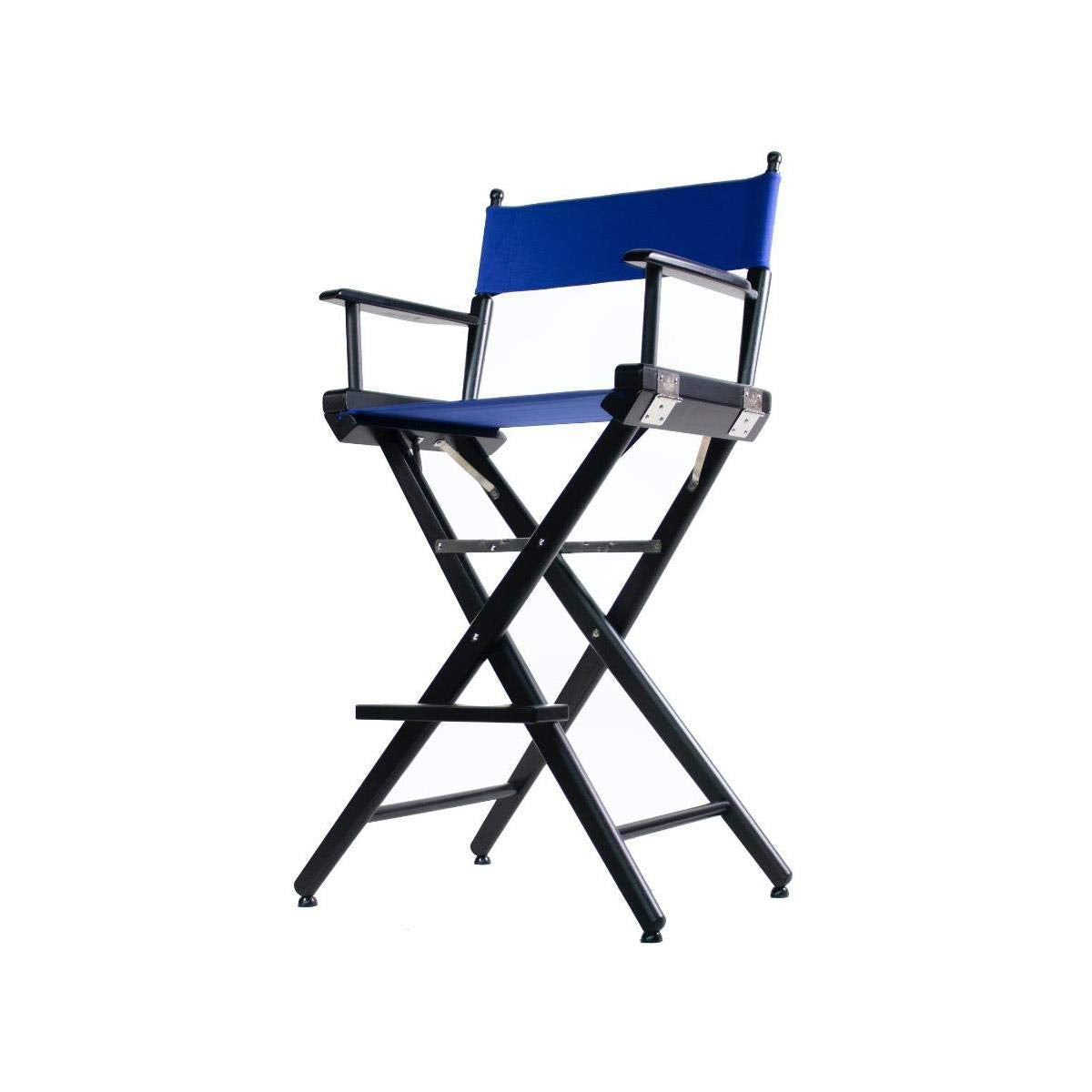 Filmcraft Tall Black Director’s Chair – Professional Folding Makeup Artist Chair with Canvas Seat & Back – Hollywood Film Set, Photography Studio & Hair Stylist Director Chair (1, Blue Canvas)