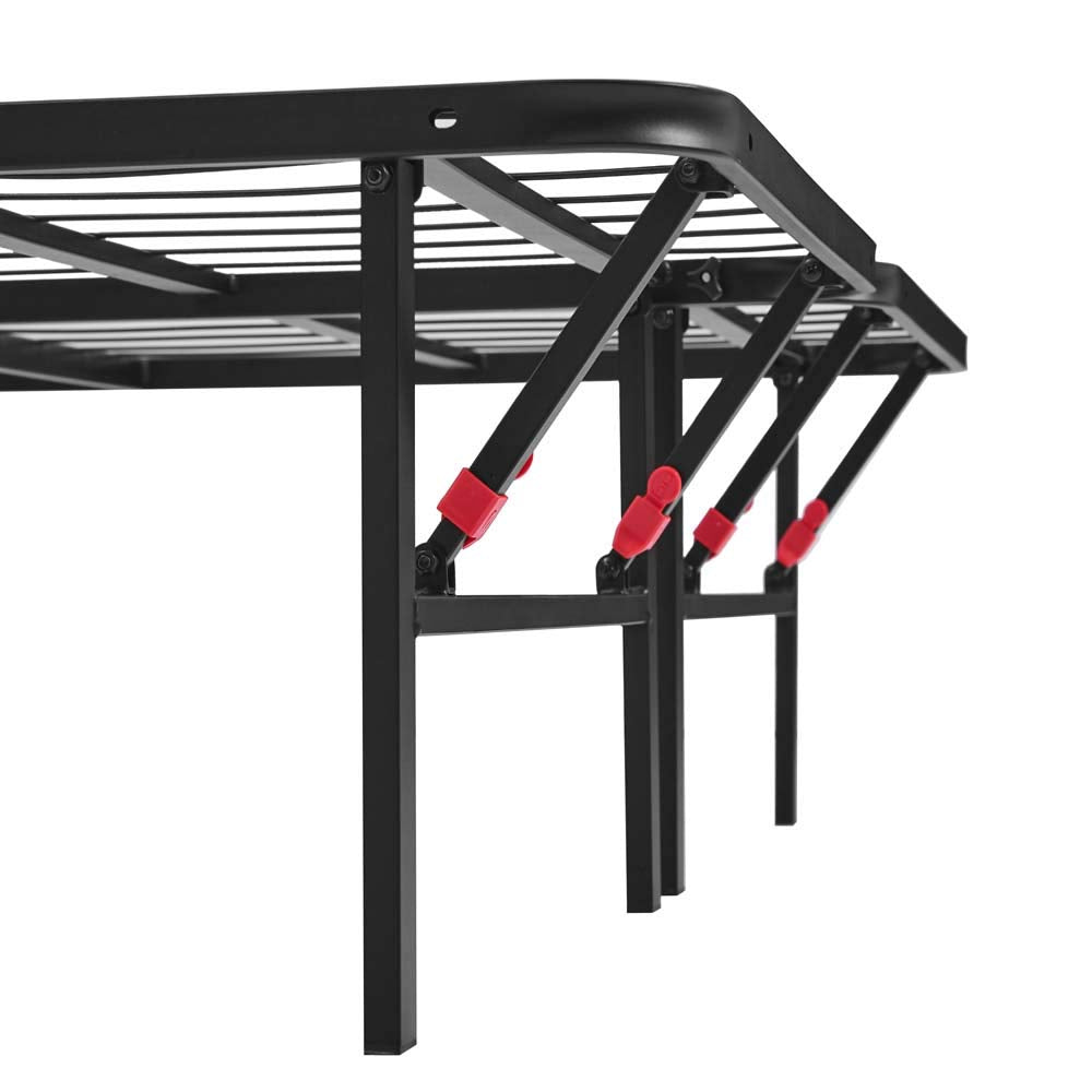 Amazon Basics Bed Frame with Ample Underbed Storage, Foldable Metal Platform, Sturdy Steel, No Box Spring Needed, 14 inches High, Noise-Free Support, Easy Assembly Tool-Free Setup, Full Size, Black