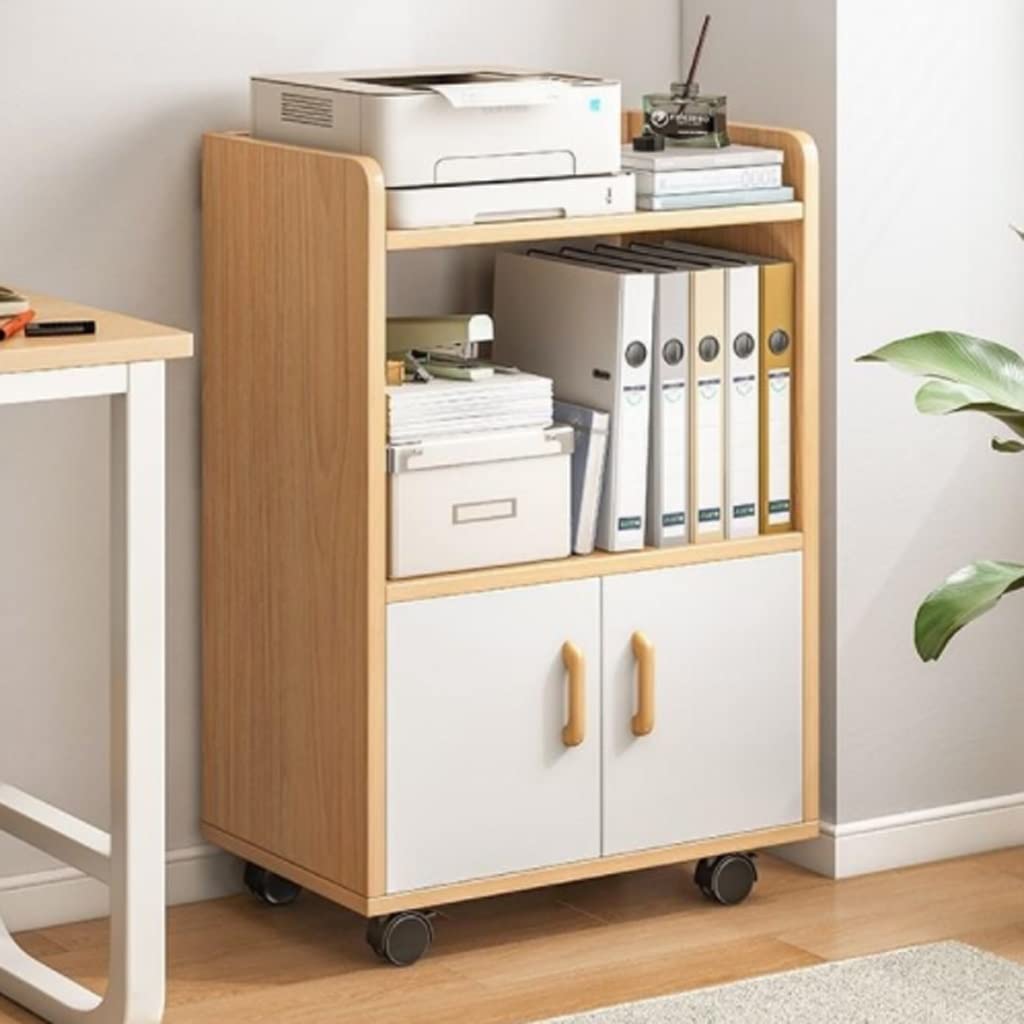 NRFJFOP Shelf Placement Cabinet Floor Office Filing Wooden Movable Computer Desk Side Low