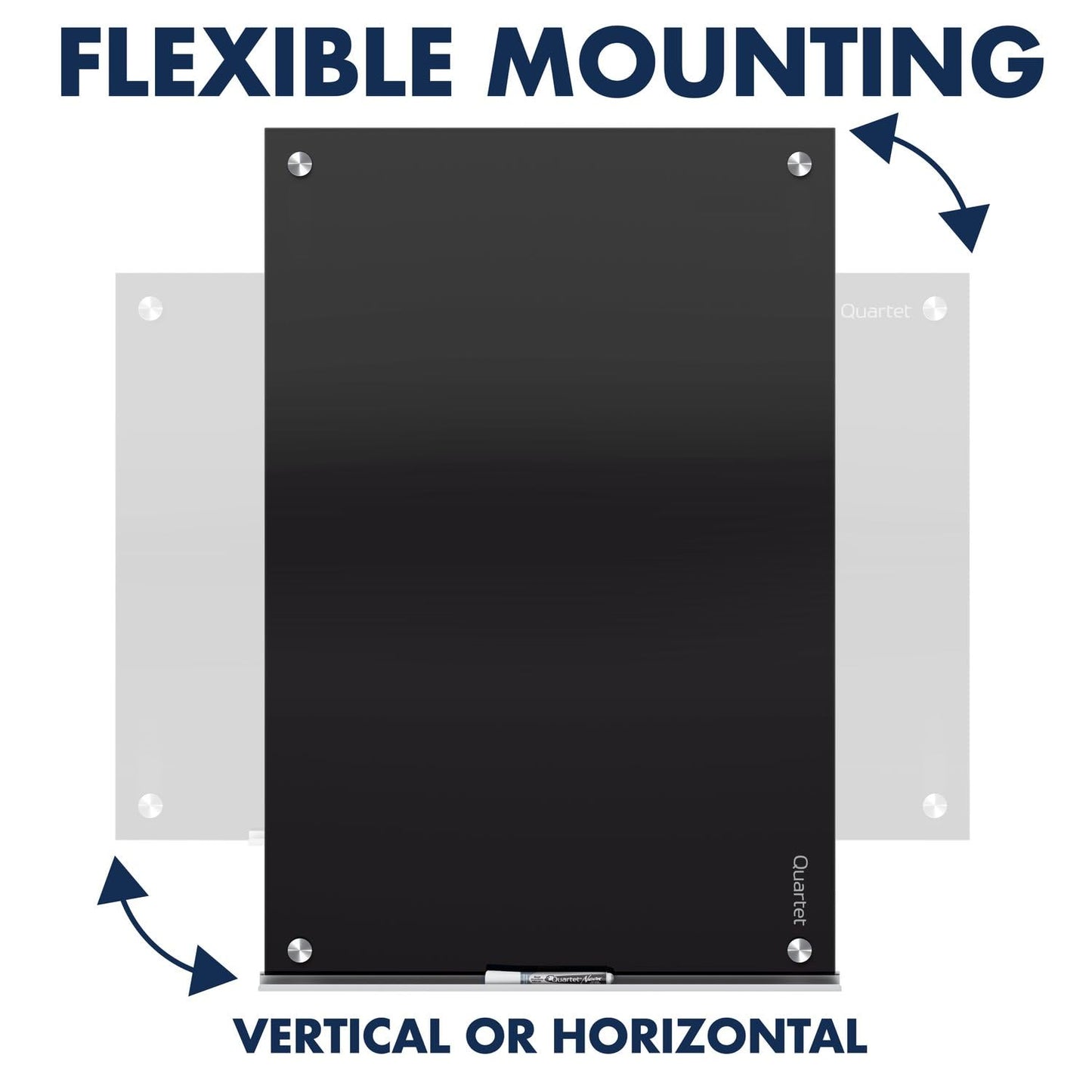 Quartet Magnetic Dry Erase Board, 48" x 36" Glass Whiteboard for Wall, Infinity, Black (G4836B)