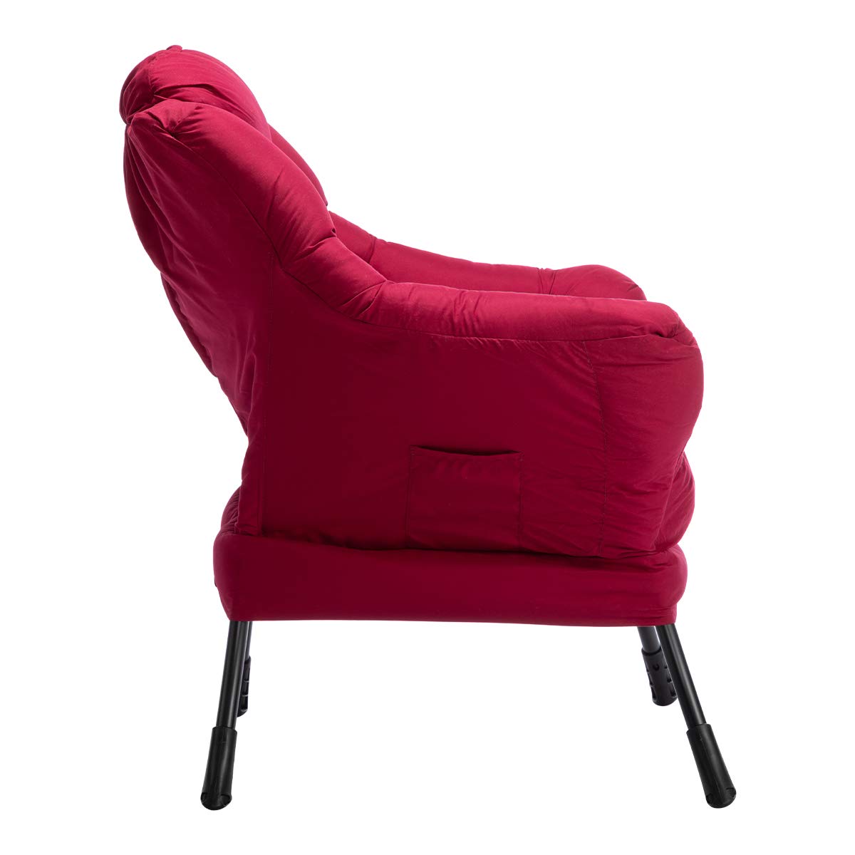 HollyHOME Lazy Chair with Armrest and Side Pocket, Comfy Accent Lounge Chair,Leisure Sofa Armchair for Living Room, Bedroom, Dorm, or Small Spaces, Oversized Reading Sofa Chair, Burgundy