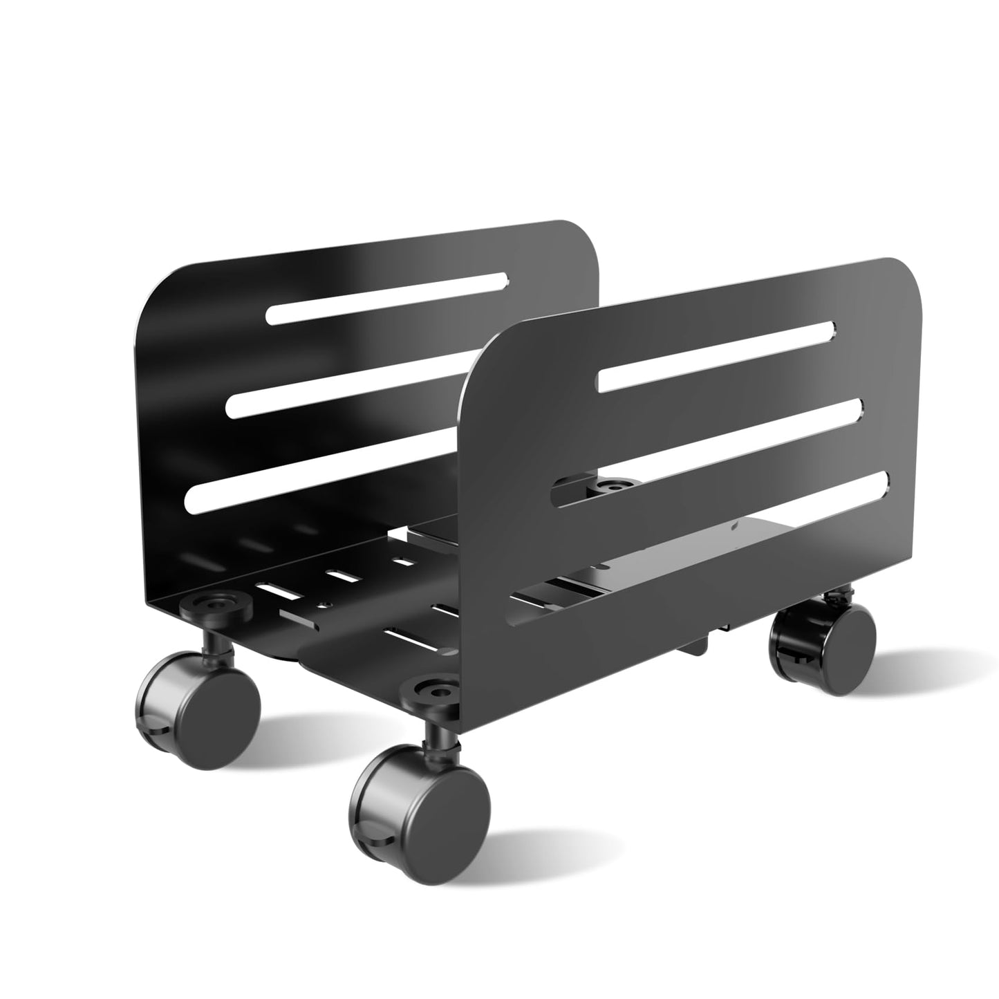 suptek Computer Tower Stand,Mobile CPU Rolling Stand, 5.5 to 9.8 inch Wide Adjustable Mobile Cart Holder with Locking Caster Wheels,Gaming PC Holder,Steel Rolling Cart,Black(ZJJ005)