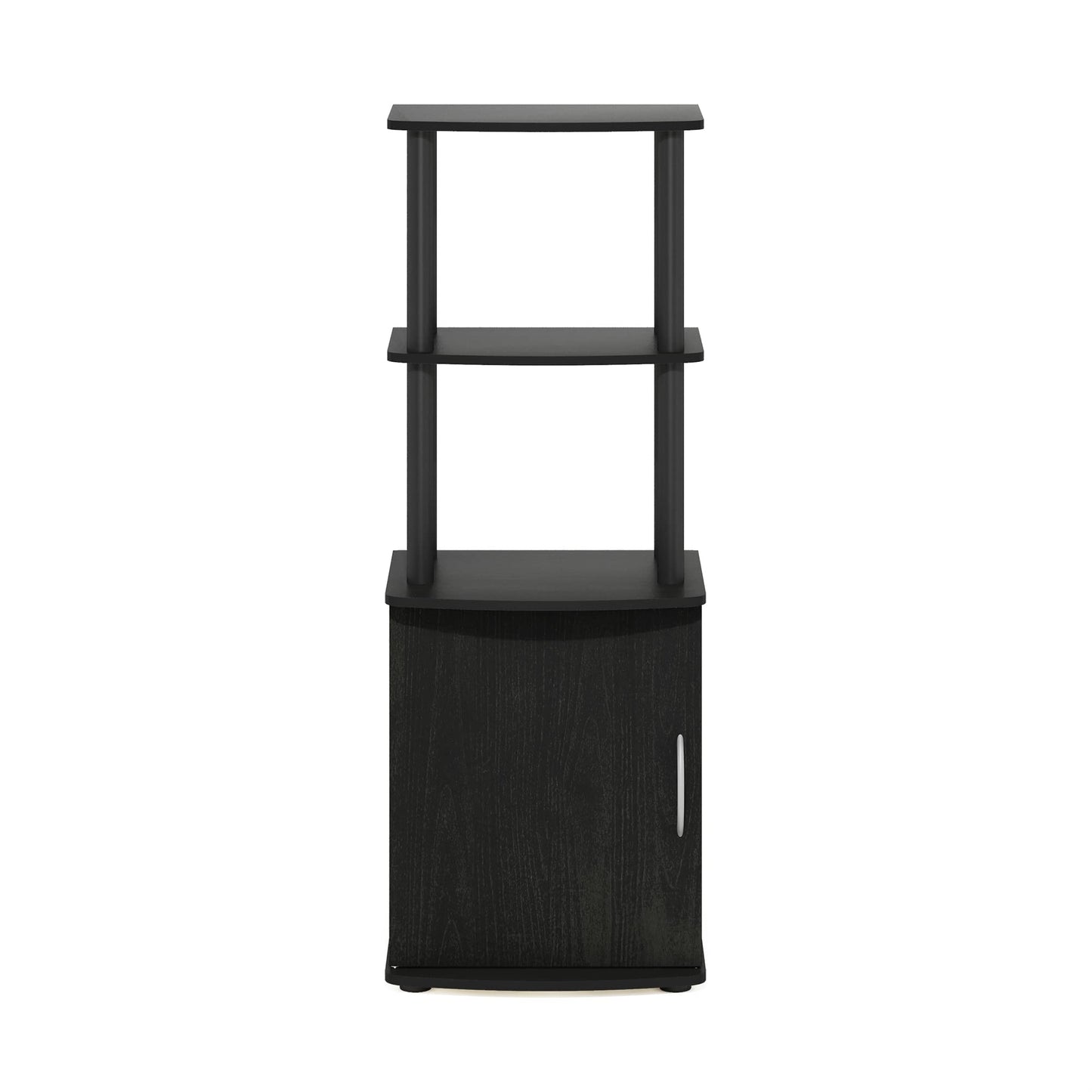 Furinno Turn-N-Tube Tall TV Entertainment Side Table Display Rack with Storage Cabinet, 2-Tier, Blackwood/Black