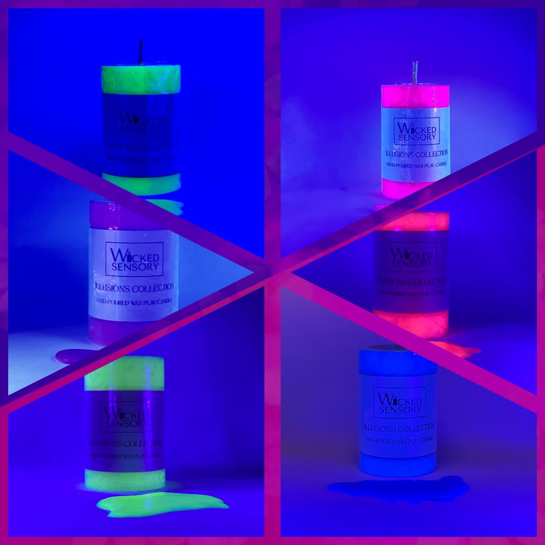 Premium UV Wax Play Candle - Unscented Body Safe Wax Blend for Sensory Play, Comfortable Heat Sensation - Perfect for Couples & Beginners (UV Red)