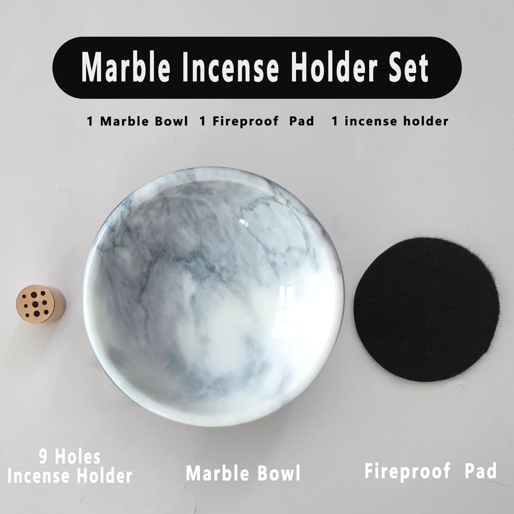 Handmade Natural Marble Incense Holder 9 Hole Ash Catcher Tray for Incense Sticks, Palo Santo & Sage | Spiritual Home Decor Gift for Yoga, Meditation (Pale)