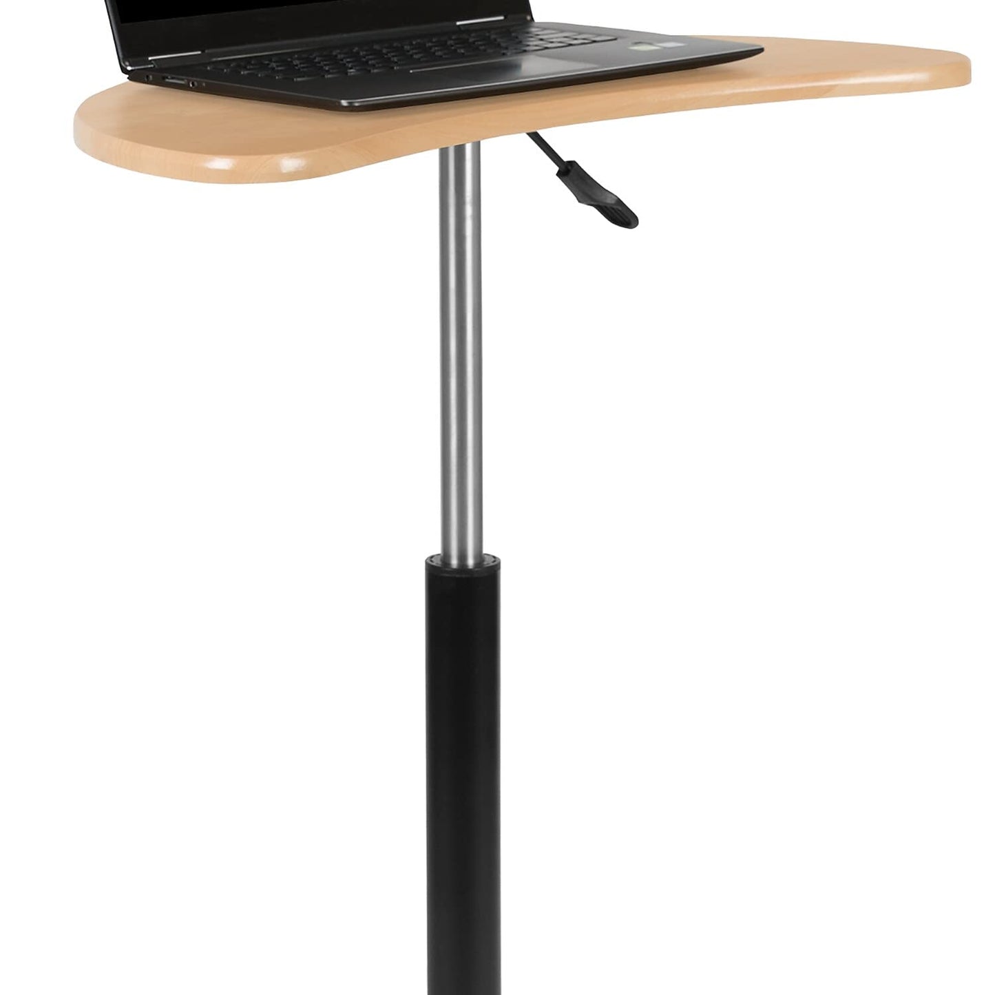 Flash Furniture Eve Maple Sit to Stand Mobile Laptop Computer Desk with Heavy Duty Nylon Base and Dual Wheel Casters