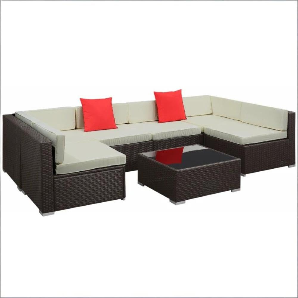 Patio Sectional Sofa Set,Outdoor Furniture Conversation Sets,7-Piece Patio Furniture Set