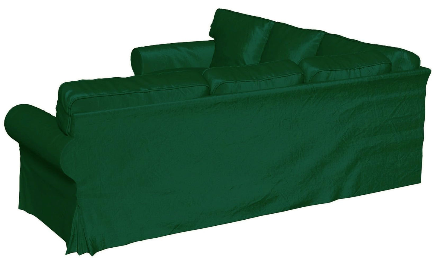 Velvet Pets Friendly Sectional Corner Sofa Covers Made Compatible with IKEA Ektorp 4 Four Seat Couch Sofa Slipcovers (Velvet Green Ektorp 2+2)