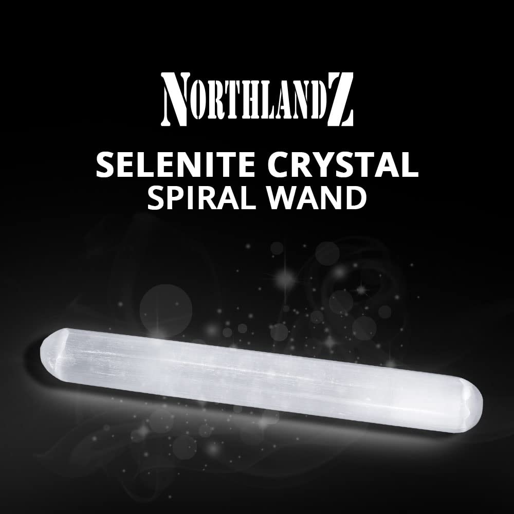 NORTHLANDZ Selenite Crystal Massage Wand 6 Inches, Moroccan White Healing High Efficient Energy Crystals for Anxiety Relief, Yoga, and Meditation, Ideal for Gift and Home Decor