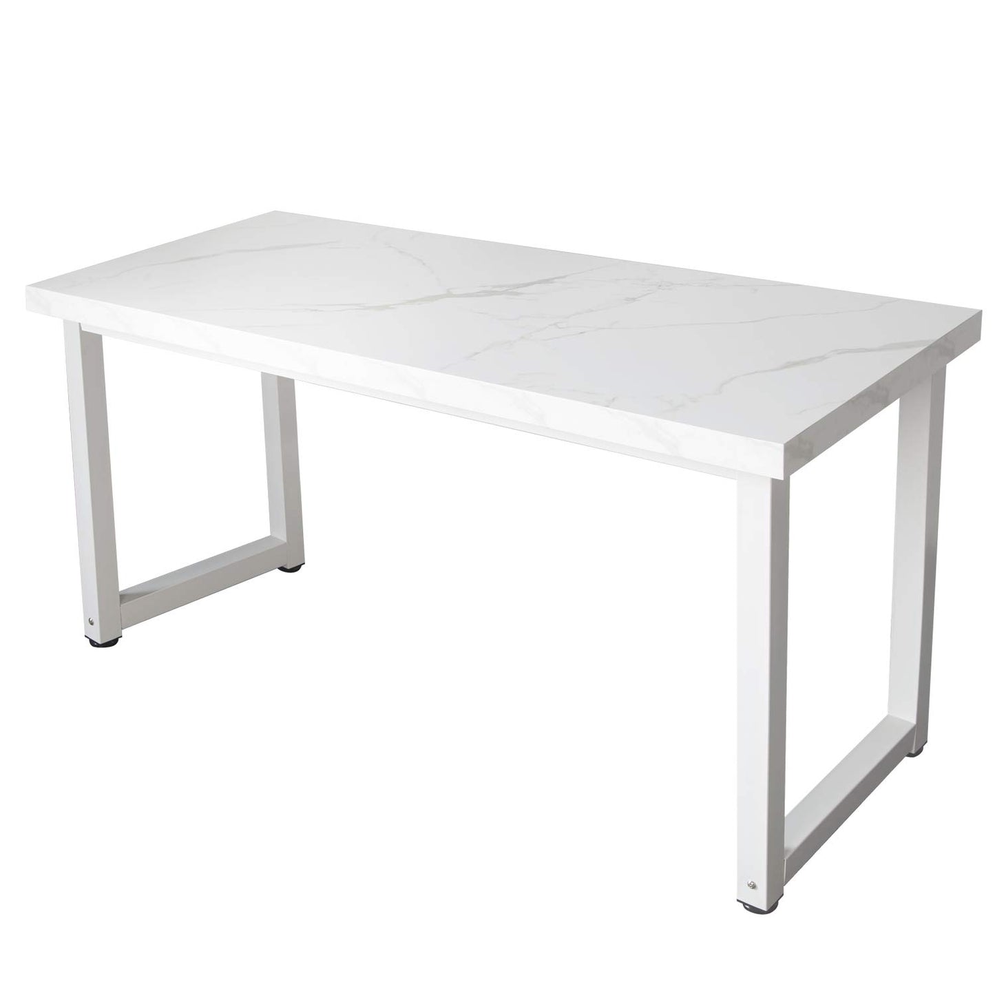 TOPSKY 59" Big Large Computer Office Desk 1.88" Thickness Desktop (White Marble Texture)