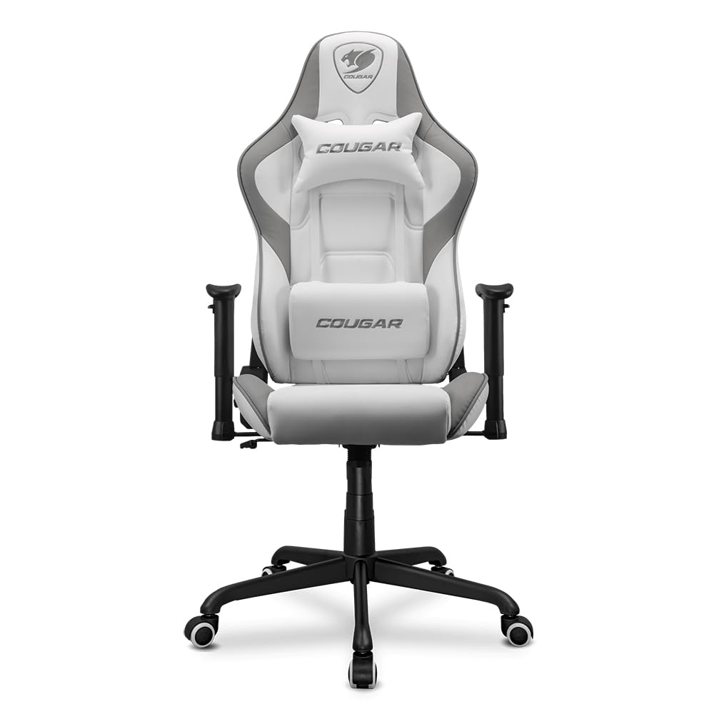 COUGAR Armor Elite White Gaming Chair, with Breathable PVC Leather, Head & Lumbar Pillow, 160º Reclining