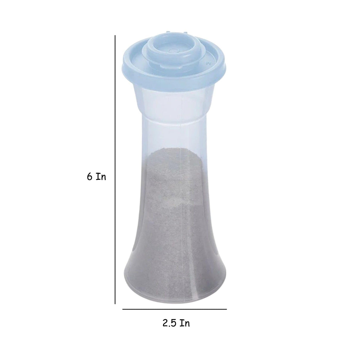 Tupperware Large Hourglass Salt and Pepper Shaker Set Sheer Ice Blue Containers with Ice Blue Seals
