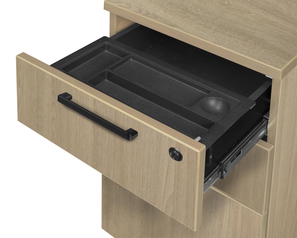 Regency Legacy 60 x 65 in. L Desk with Double Full Pedestal Drawer Unit- Noble Oak