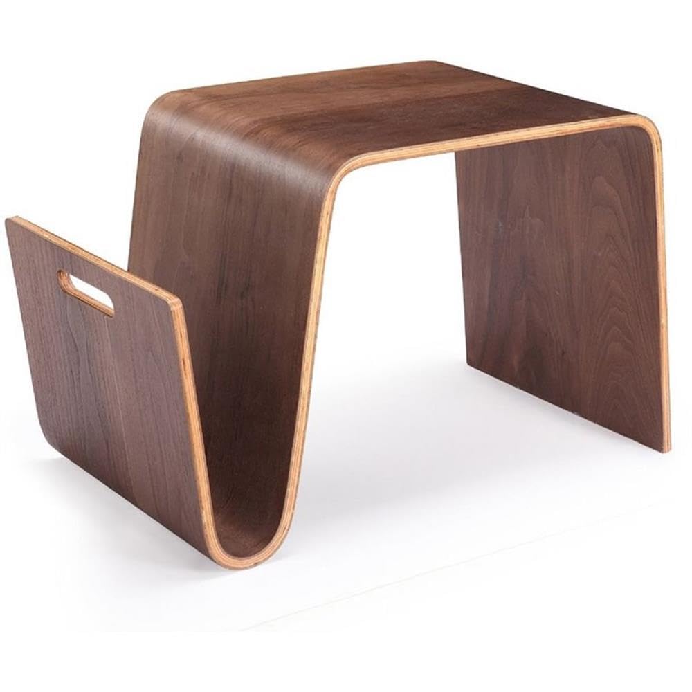 Manhattan Comfort Brookside Mid-Century Modern Rectangle End Table with Rustic Ashwood Veneer, Versatile Accent Furniture for Living Room, Bedroom or Office, Set of 1, Walnut