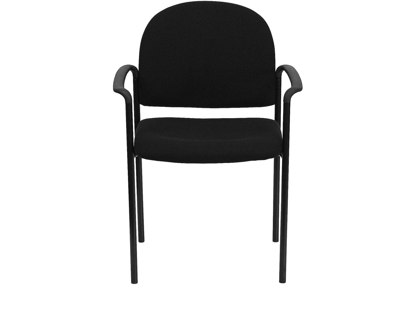Flash Furniture Tiffany Side Reception Chair with Armrests, Stackable Fabric Waiting Room Chair for Commercial or Residential Use, Black