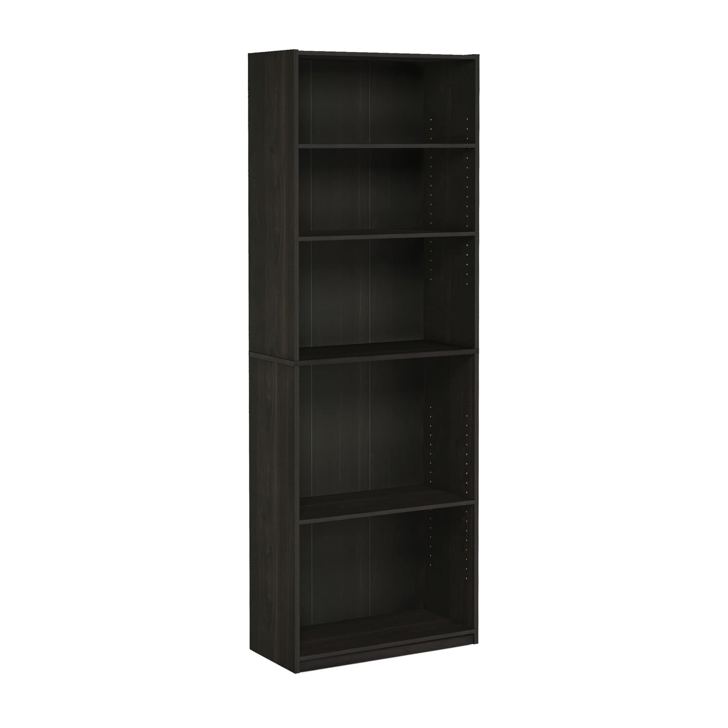 Furinno JAYA Book Shelf, 5-Tier Bookshelf, Bookcase with Adjustable Shelves, 9.5" x 24.5" x 71.2", for Organization and Storage, for Living Room, Bedroom, Home Office, Espresso