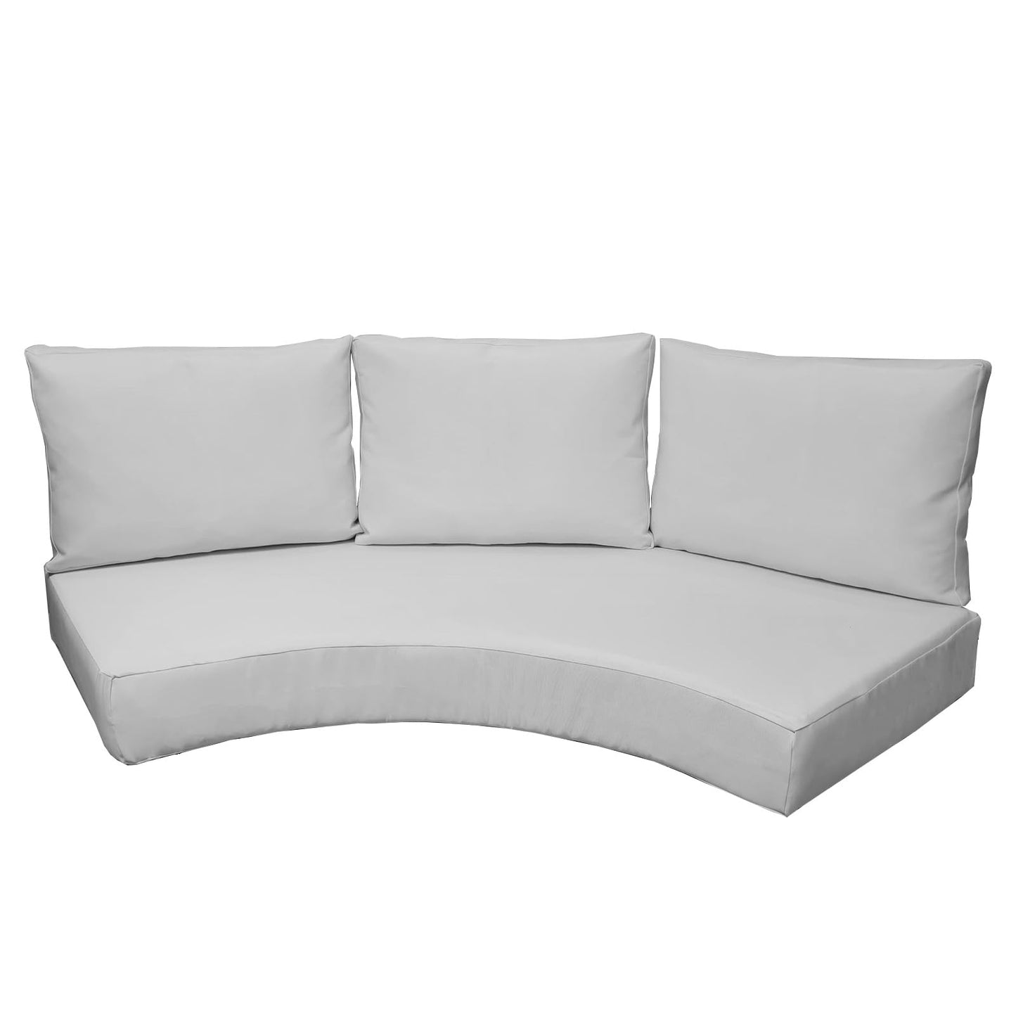 TQ369SM Outdoor Curved Sofa Cushion Couch Cover with Zipper 4-Piece Patio Half-Moon Sectional Replacement Cover Breathable (Lihgt Grey, Customize)