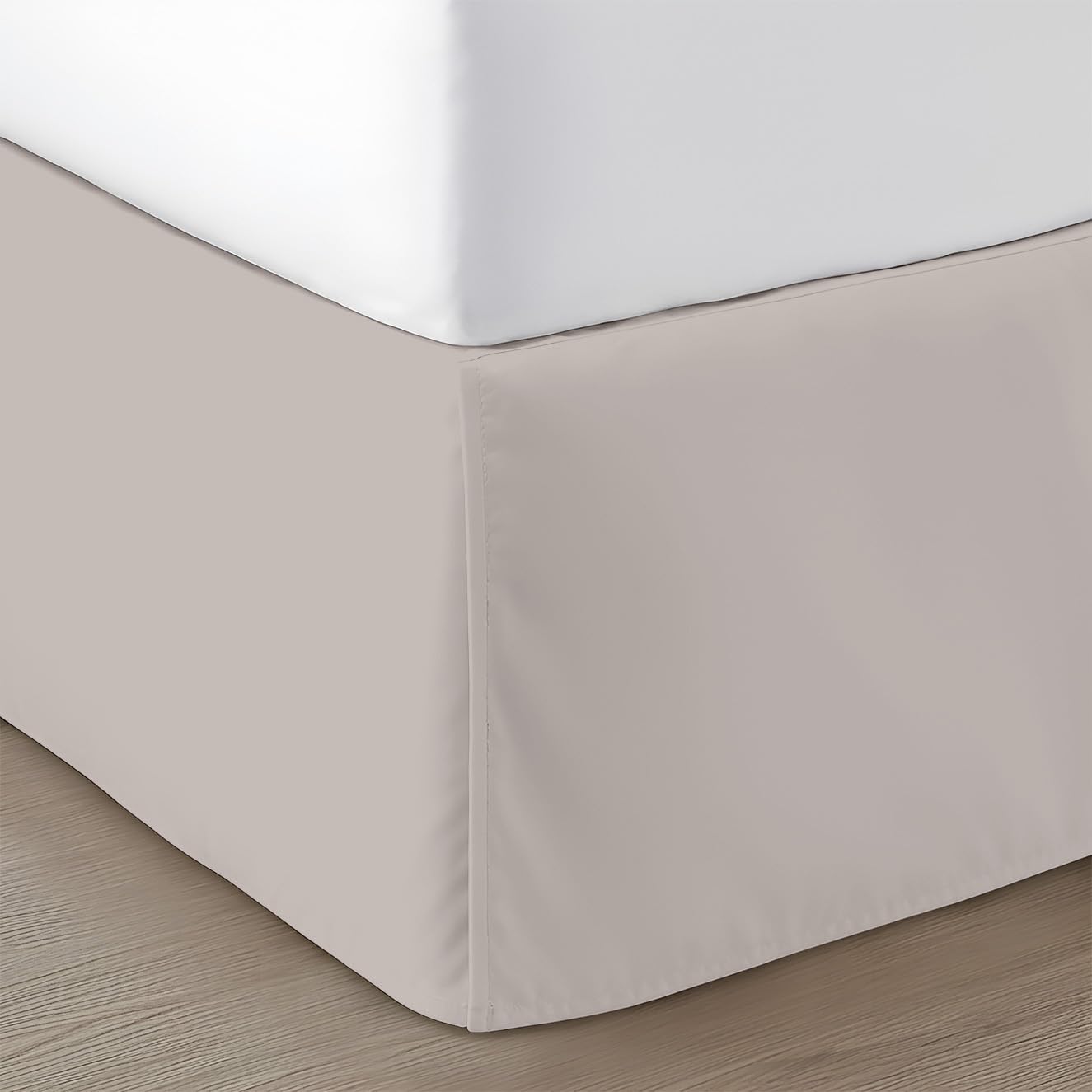 SGI bedding 20 inch Drop Bed Skirt Queen Size - Platform Style with Secure Fit, Classic Tailored Look, Elegant Pleated Style Dust Ruffle, Split Corners, Wrinkle Resistant Microfiber - Tan