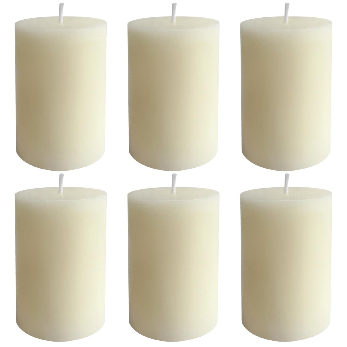 6 Pack 2x3 inch Pillar Candles, Ivory Unscented Votive Candle for Celebration Home Decoration, Dripless and Long Burning Time