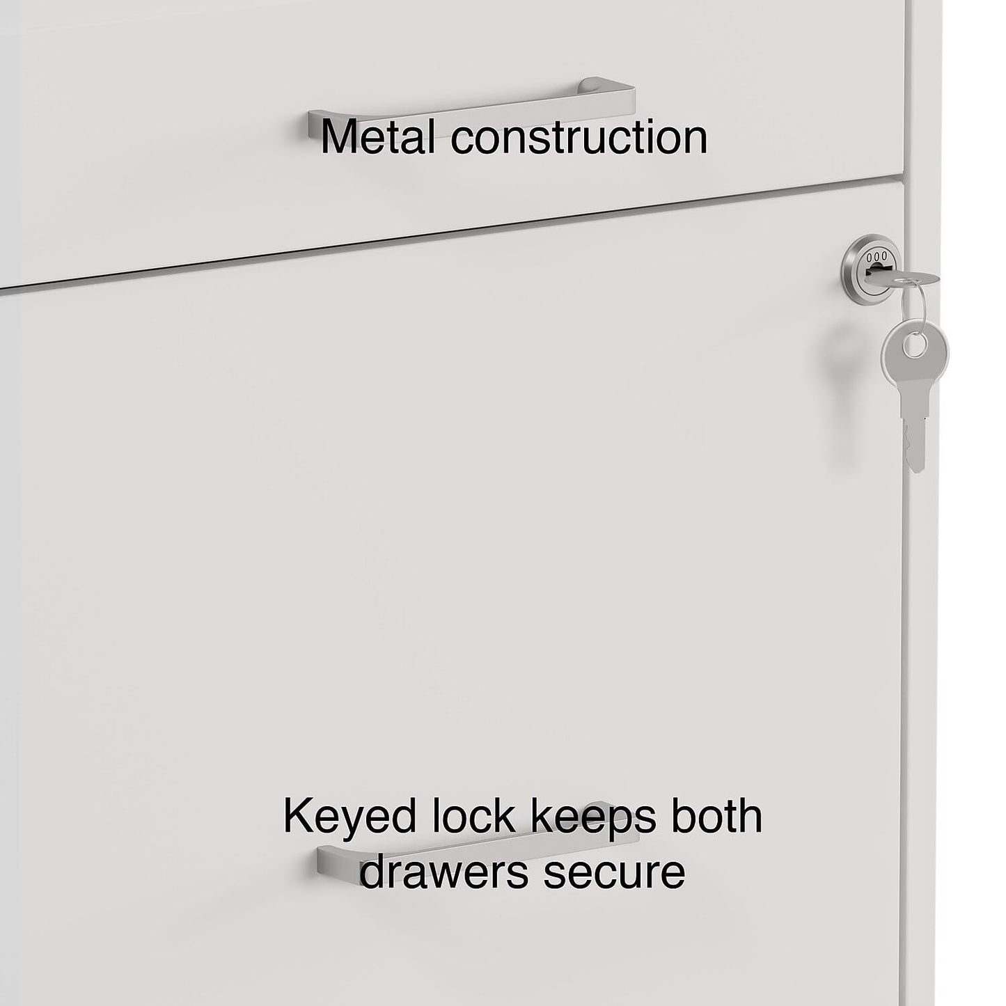 Staples 3-Drawer Vertical File Cabinet, Letter Size Documents, Lockable & Mobile, 18.9" D x 14.3" W x 26.9" H, White