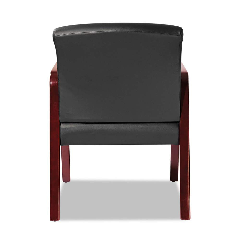 Alera ALE Reception Lounge Series Guest Chair, Cherry/Black Leather