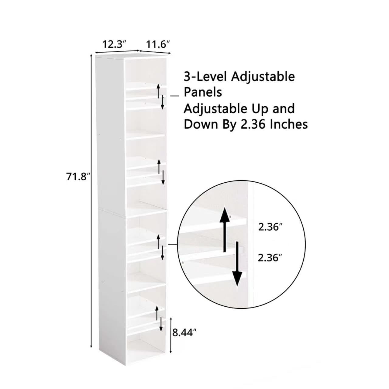 NewBeth 8-Cube Storage Organizer Bookcase, White, Tall Narrow Bookshelf for Home Office (White)