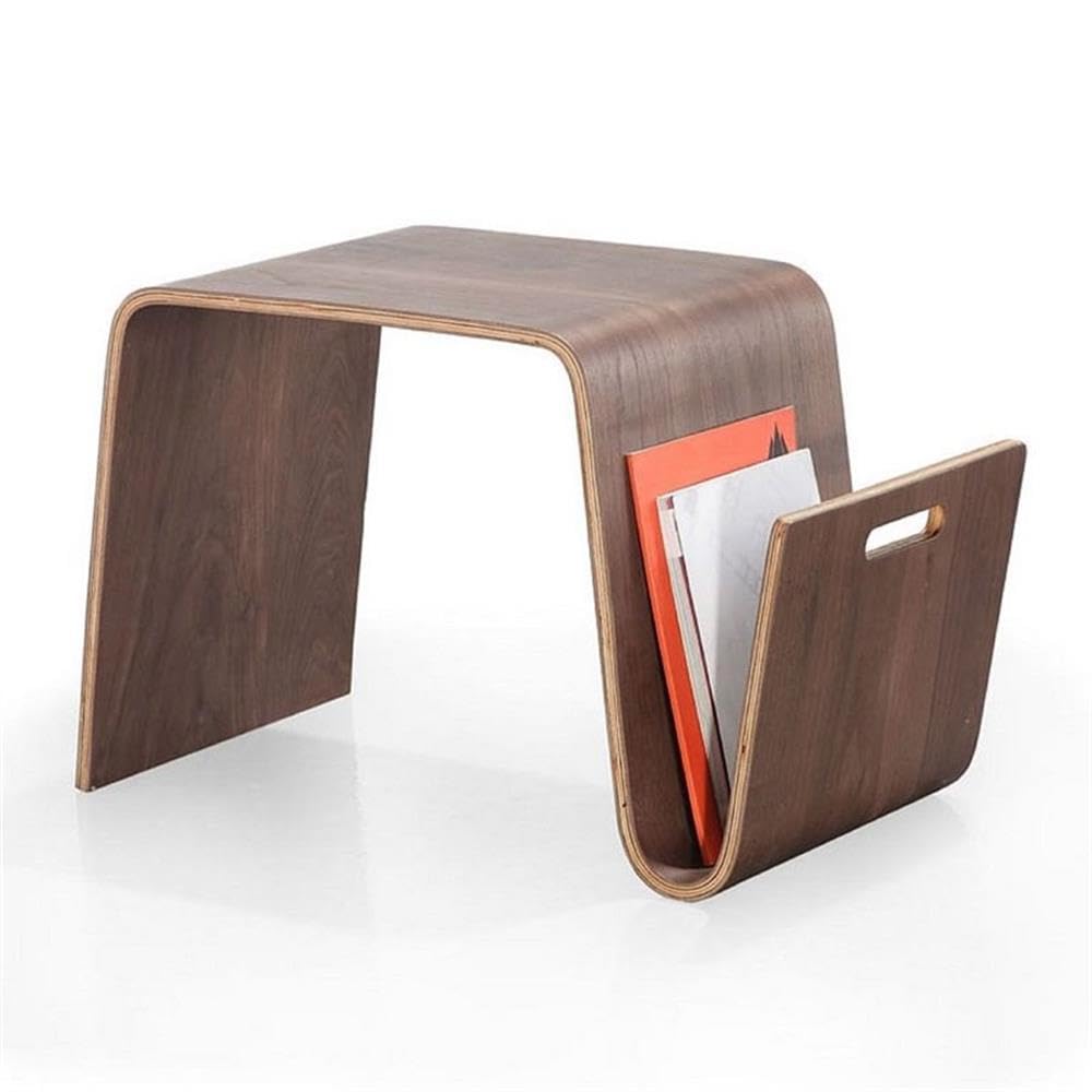 Manhattan Comfort Brookside Mid-Century Modern Rectangle End Table with Rustic Ashwood Veneer, Versatile Accent Furniture for Living Room, Bedroom or Office, Set of 1, Walnut