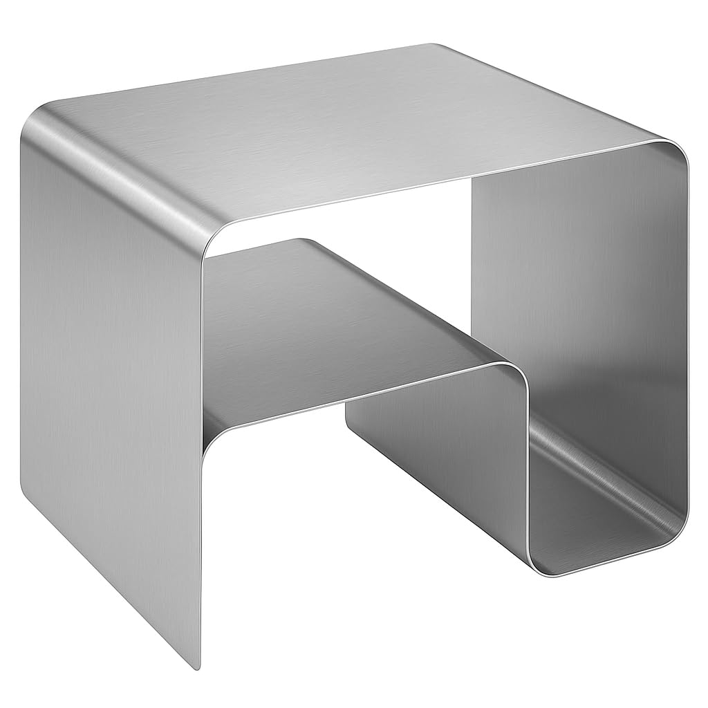 Modern Stainless Steel Side Table, Minimalist End Table with Seamless Curved Design, Durable Accent Table & Nightstand for Living Room, Bedroom, Sofa Side, and Coffee Table Use
