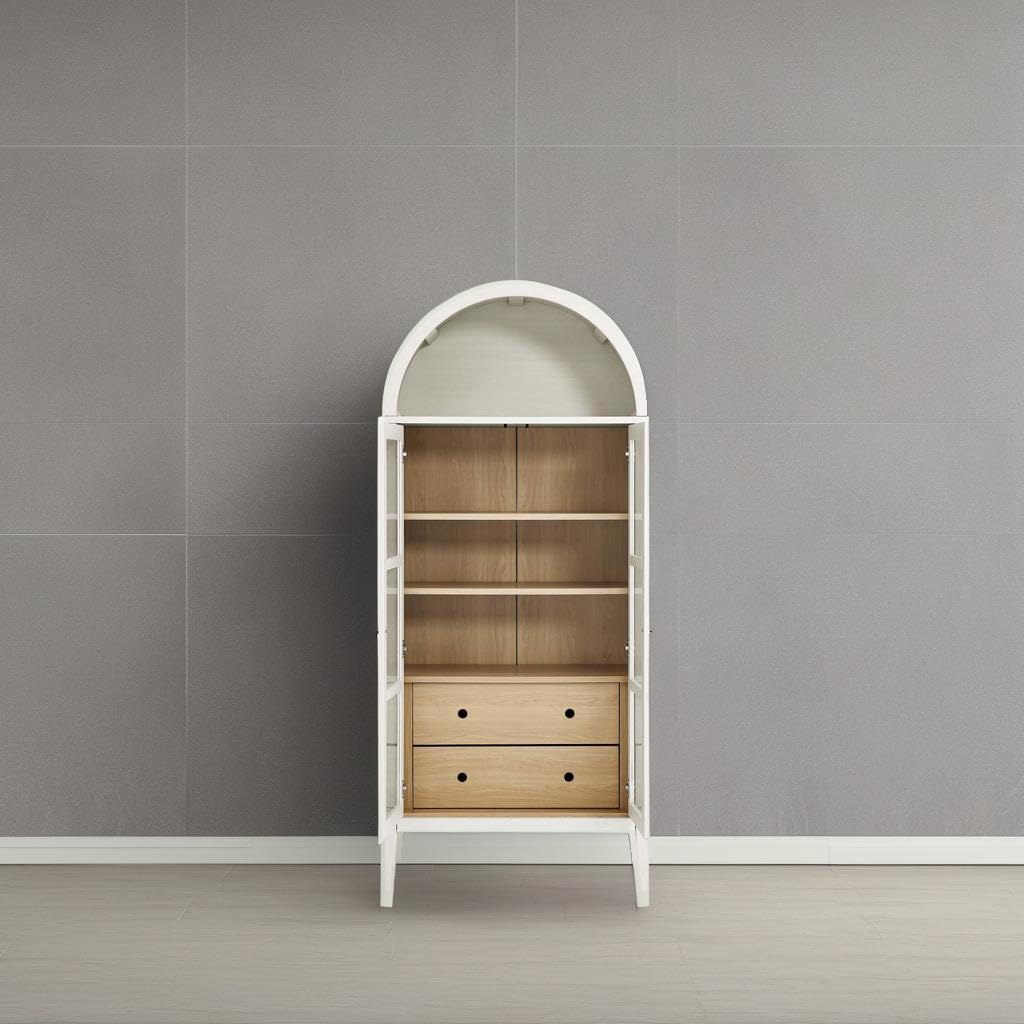 Modway EEI-6639-WHI-OAK Nolan Tall Arched Storage Display Cabinet, White Oak