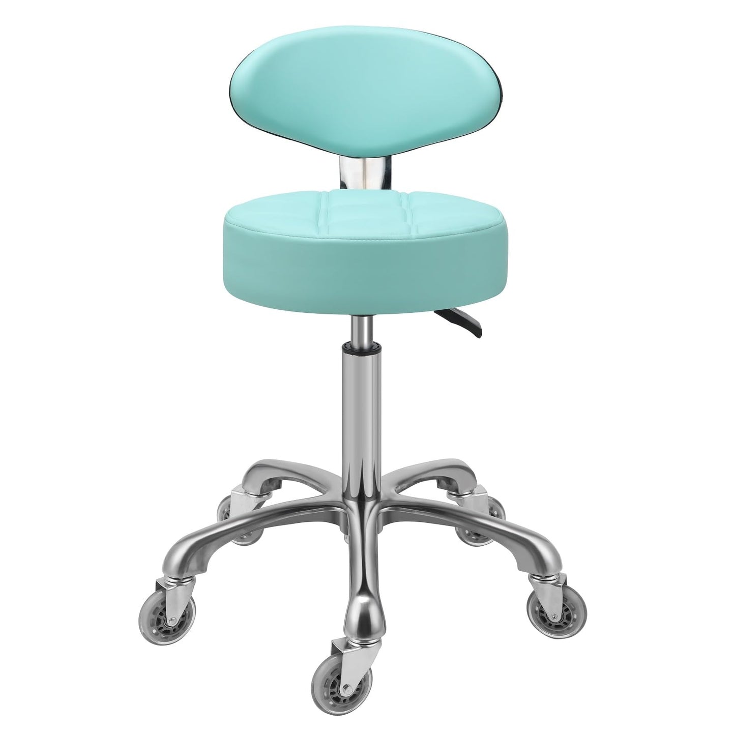 Kaleurrier Rolling Stool with Back Support: Adjustable Height 22-30 inches for Nail Lash Tech Stylist - Heavy Duty Stool Chair with Wheels for Salon Shop Office Kitchen Garage Workshop