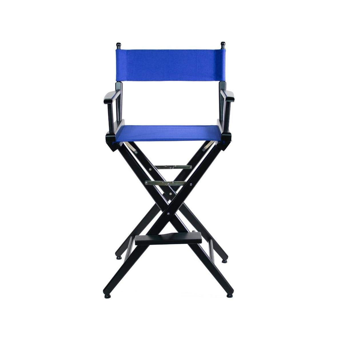 Filmcraft Tall Black Director’s Chair – Professional Folding Makeup Artist Chair with Canvas Seat & Back – Hollywood Film Set, Photography Studio & Hair Stylist Director Chair (1, Blue Canvas)