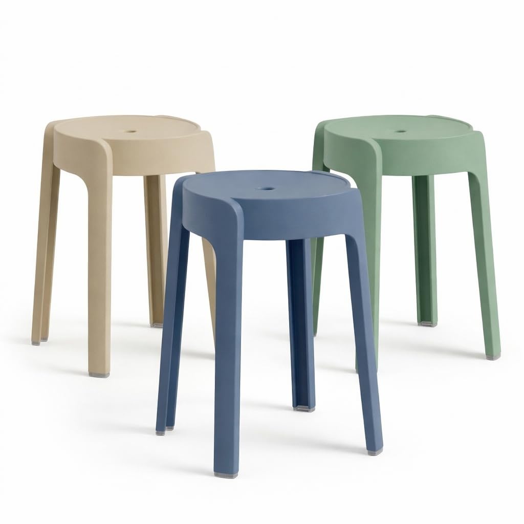 Stackable Plastic Stools Set of 6-18 Inch Heavy Duty 500 lbs Capacity, Flexible Seating Classroom Stools for School, Outdoor Patio & BBQ Chairs, Space Saving Plastic Chairs for Dorm, Home Office